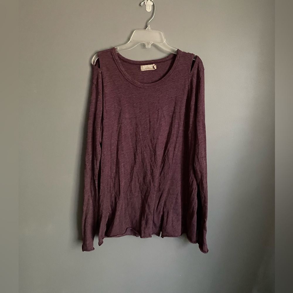 Nation LTD Cut Out Shoulder Long Sleeve Womens Size Large